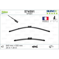 Комплект щеток стеклоочистителя бескаркасных (дворники) VALEO Silencio Flat 640 мм х 520 мм