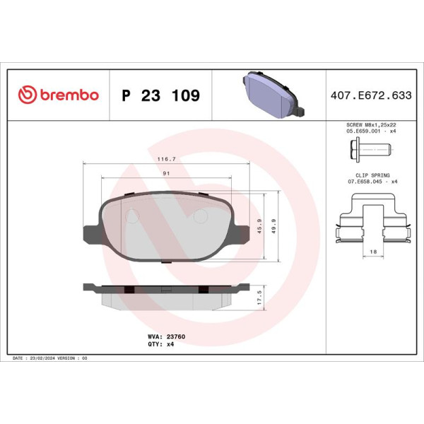Гальмівні колодки дискові Brembo P23 109 (P23 109)