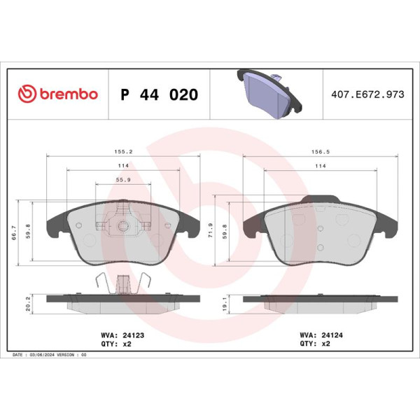 Гальмівні колодки дискові Brembo P44 020 (P44 020)
