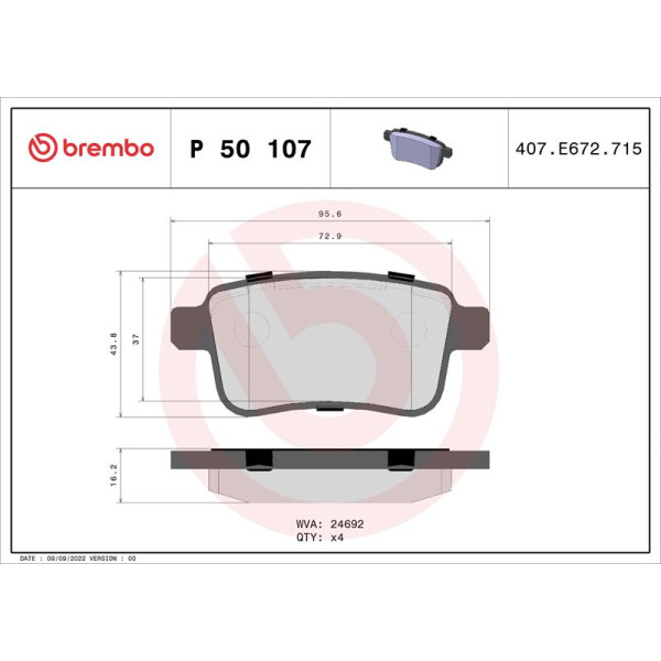 Гальмівні колодки дискові Brembo P50 107 (P50 107)