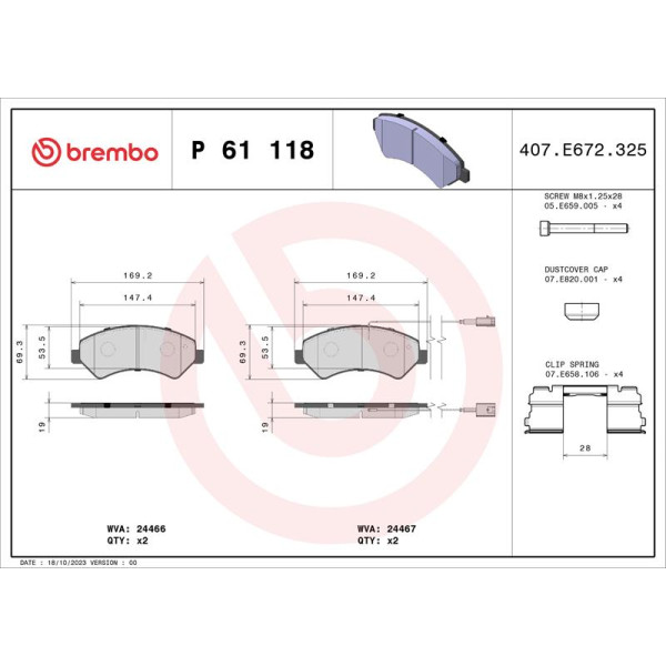 Гальмівні колодки дискові Brembo P61 118 (P61 118)