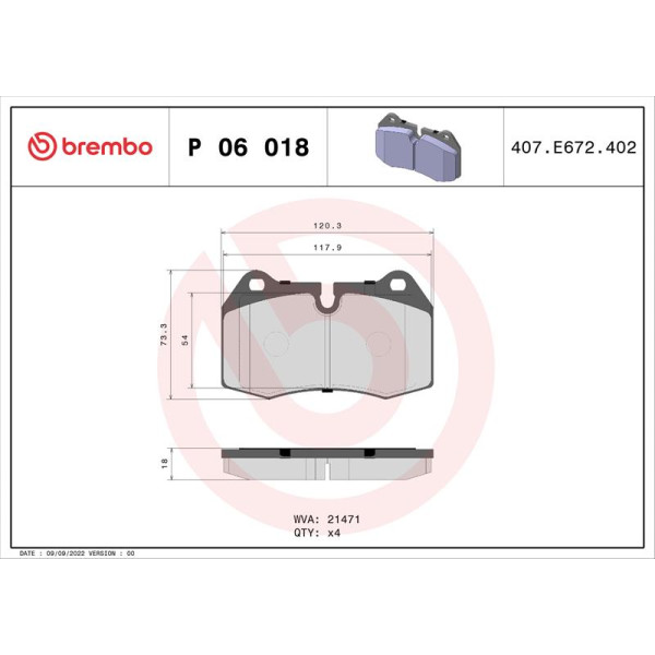 Гальмівні колодки дискові Brembo P06 018 (P06 018)