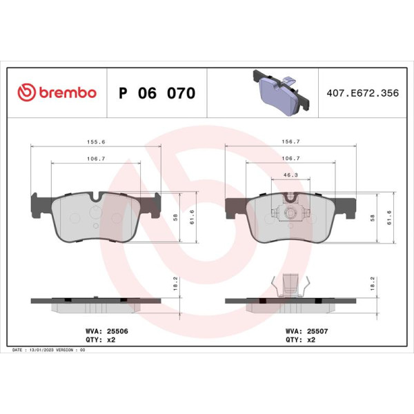 Гальмівні колодки дискові Brembo P06 070 (P06 070)