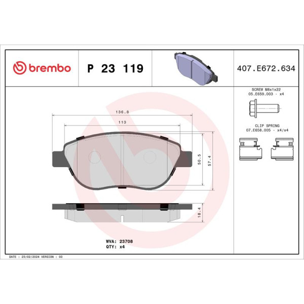 Гальмівні колодки дискові Brembo P23 119 (P23 119)