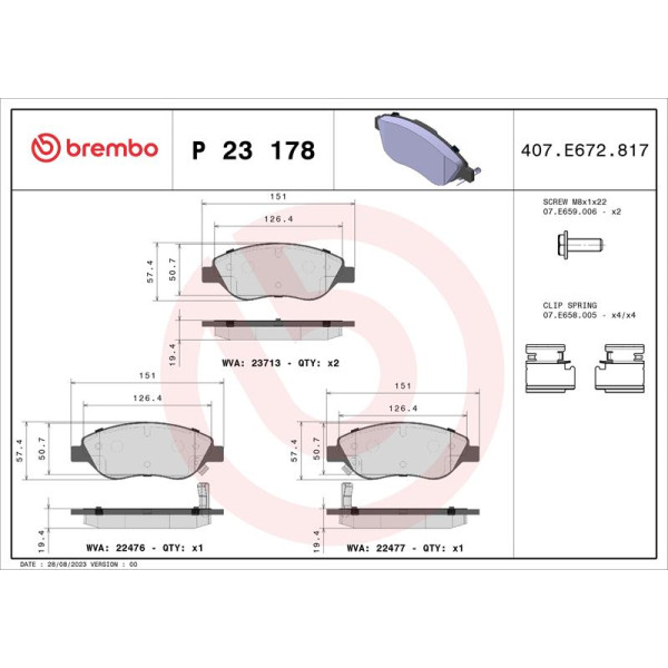 Гальмівні колодки дискові Brembo P23 178 (P23 178)