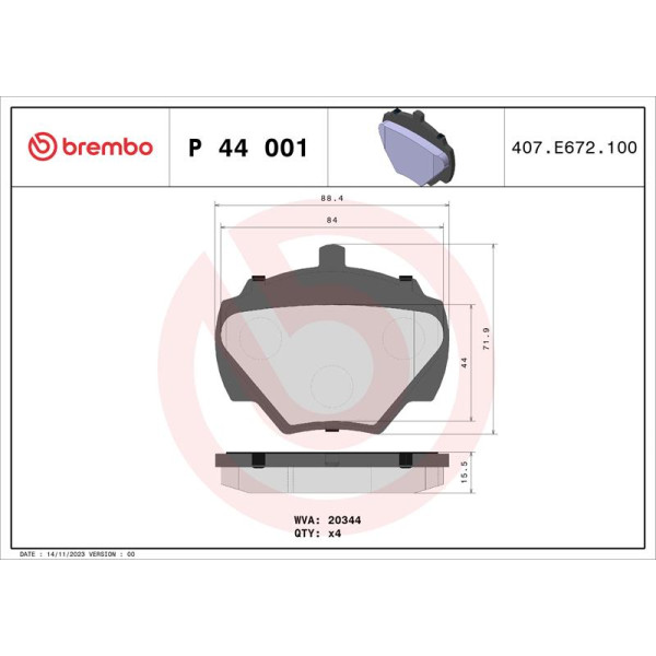 Гальмівні колодки дискові Brembo P44 001 (P44 001)