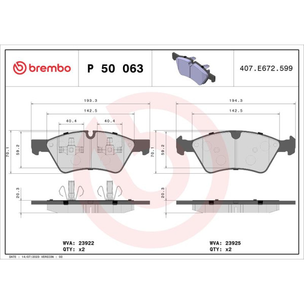 Гальмівні колодки дискові Brembo P50 063 (P50 063)