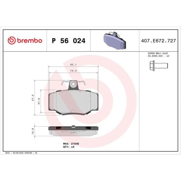 Гальмівні колодки дискові Brembo P56 024 (P56 024)