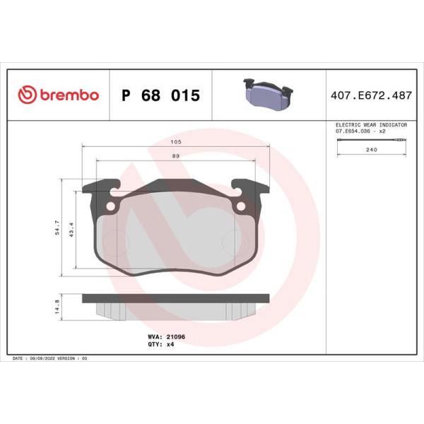 Гальмівні колодки дискові Brembo P68 015 (P68 015)