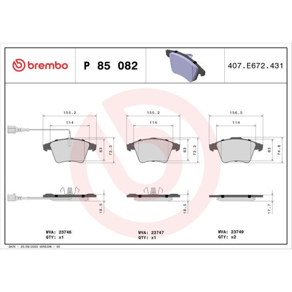 Гальмівні колодки дискові Brembo P85 082 (P85 082)