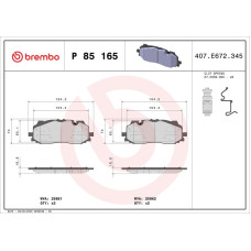 Гальмівні колодки дискові Brembo P85 165