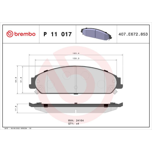 Гальмівні колодки дискові Brembo P11 017 (P11 017)