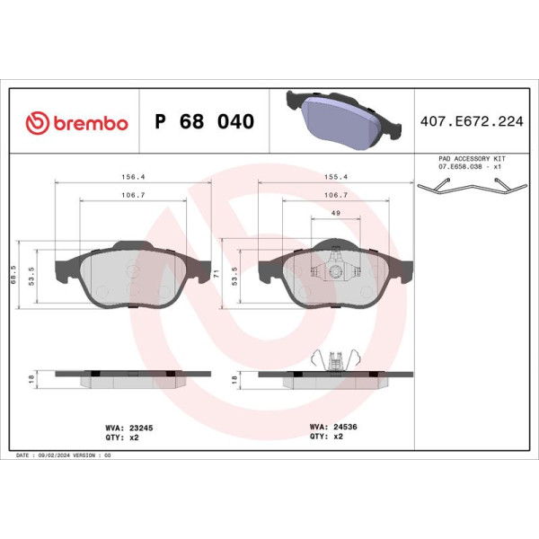 Гальмівні колодки дискові Brembo P68 040 (P68 040)