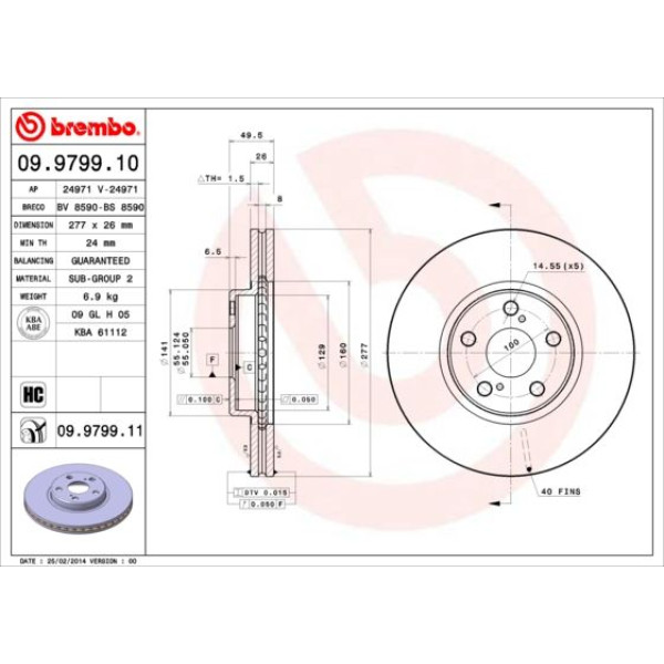 Гальмівний диск Brembo 09.9799.11 (09.9799.11)