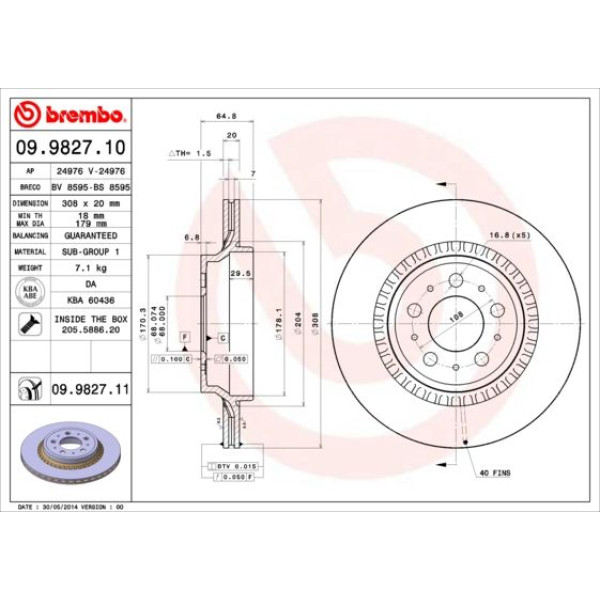 Гальмівний диск Brembo 09.9827.11 (09.9827.11)