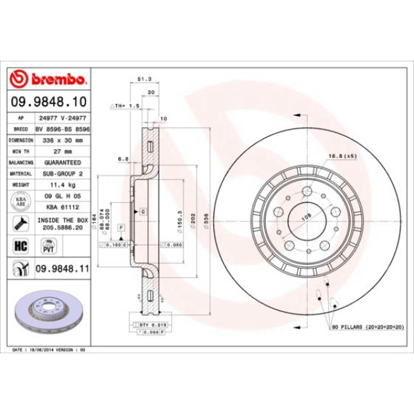 Гальмівний диск Brembo 09.9848.11 (09.9848.11)