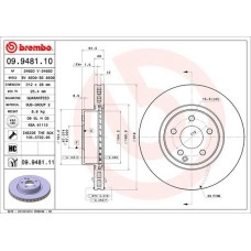 Гальмівний диск Brembo 09.9481.11