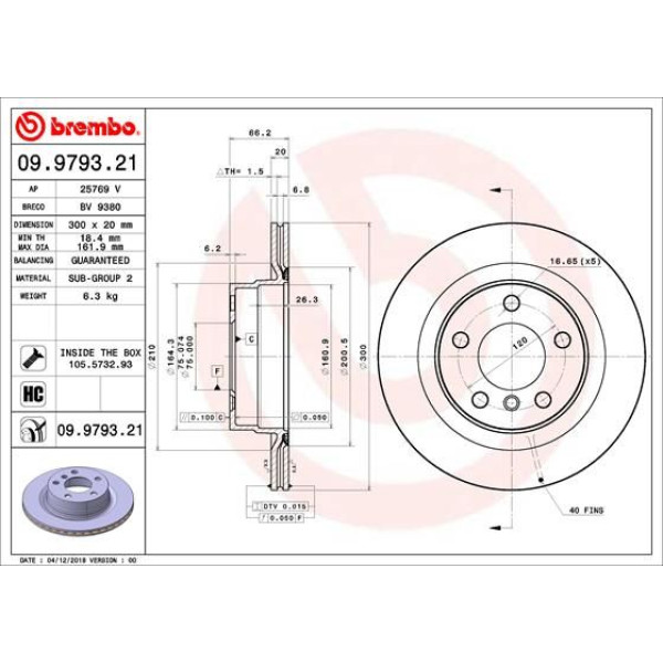Гальмівний диск Brembo 09.9793.21 (09.9793.21)