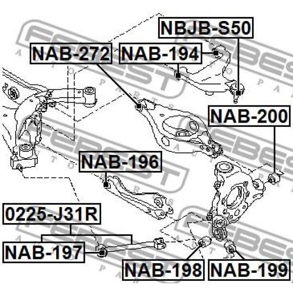 Сайлентблок подвески FEBEST (NAB-200)