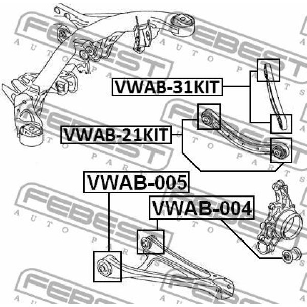 Сайлентблок подвески FEBEST (VWAB-31KIT)