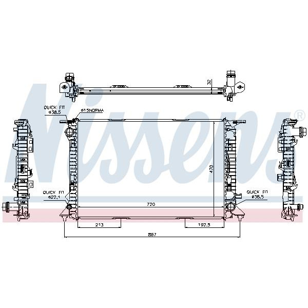 Радиатор двигателя (мкпп) AUDI A4 ALLROAD B8, A4 B8, A5, A6 ALLROAD C7, A6 C7, A7, Q5 2.7D-4.0 06.07-09.18 NISSENS (60317)