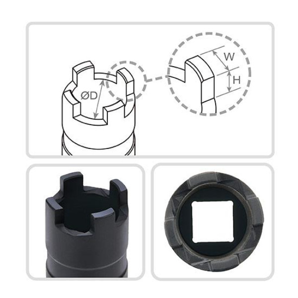 Головка 1/2" для клапана дизельної форсунки MAN, Mercedes-Benz, Scania TOPTUL (JDEF1629)