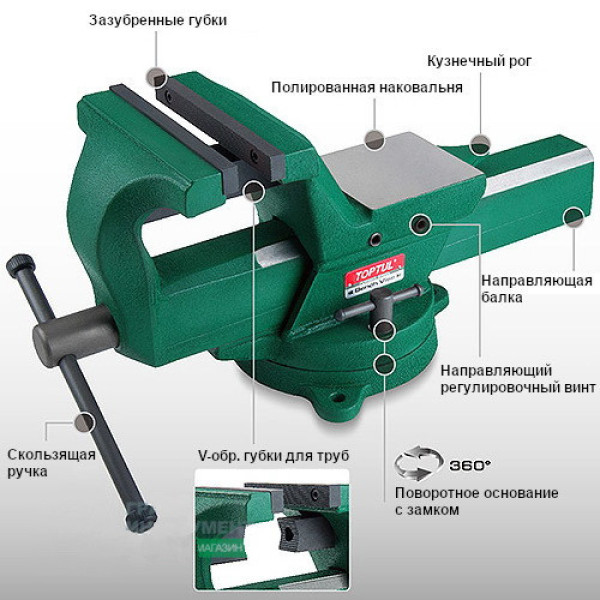 Лещата слюсарні поворотні 4 "ковані TOPTUL (DJAD0104)